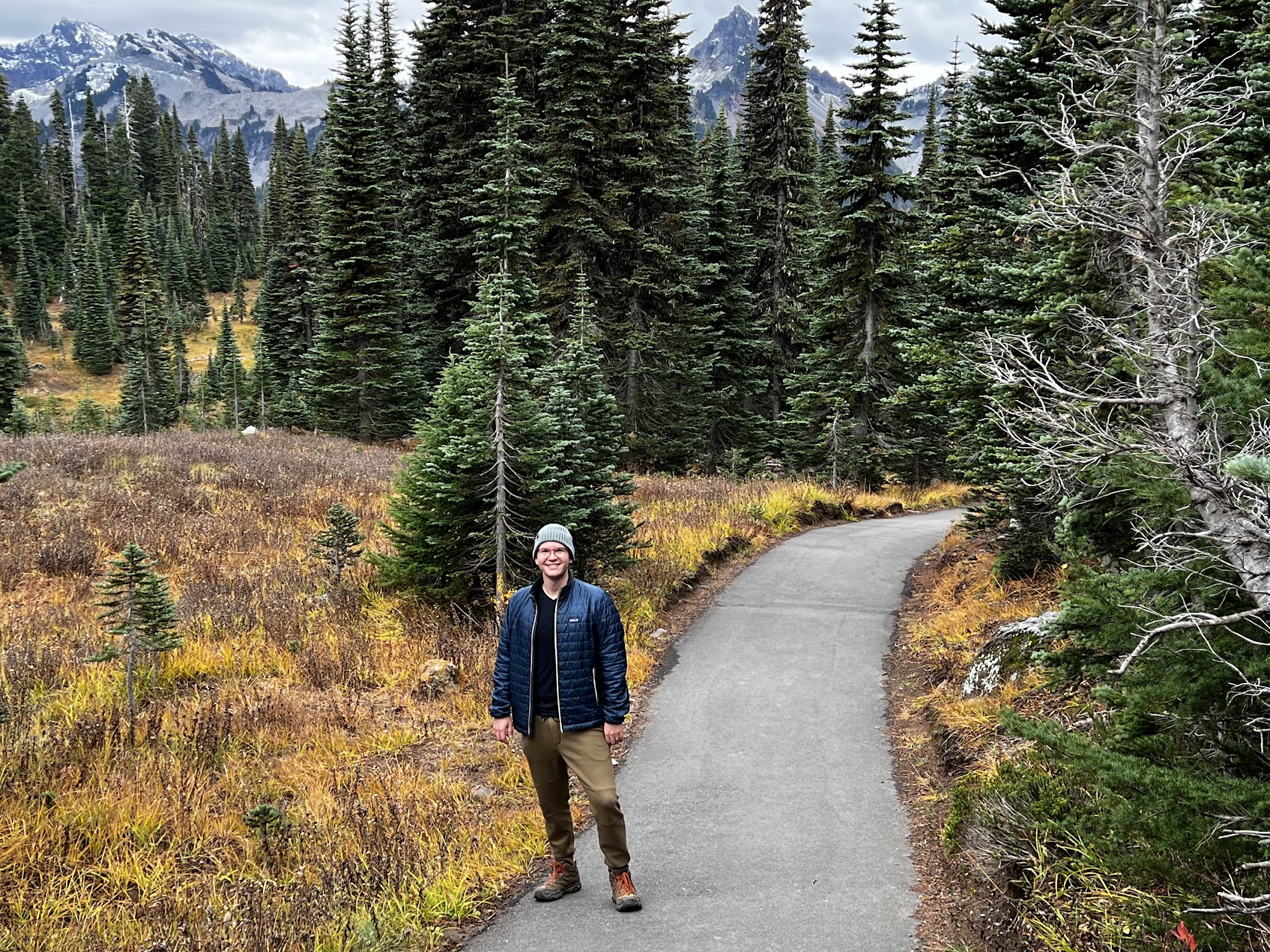 Nickolas Dowler hiking at Mount Rainier